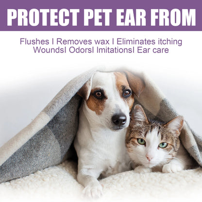 118ML Pet Ear Cleaner Kit Natural Formula Remove Earwax Eliminate Bad Odors Relief Itching Non-irritating Pet Ear Cleaning Set