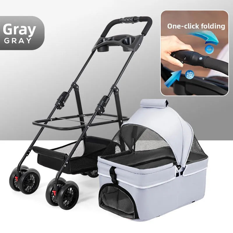Pet cart Lightweight foldable out Pet cart Small dog cart Separable basket pet carriers and travel gear