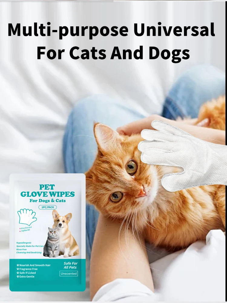 Pet Cleaning Disposable Gloves for Cats And Dogs No-Wash Bathing Hand Sanitizer Pack of 6 for Pet Care