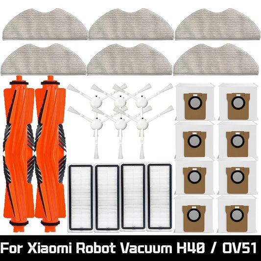 For Xiaomi Robot Vacuum H40 / OV51 Accessories Main Side Brush Mop Cloth HEPA Filter Dust Bag Replacement Spare Parts