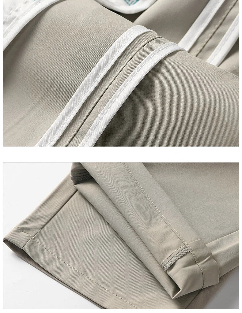 Mens Elastic Waist Casual Pants Quick Dry Wrinkle Free Slacks Summer Light Weight Trousers Spring Summer Running Golf Pants