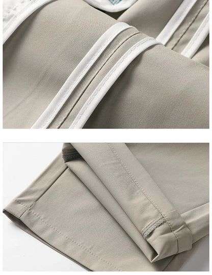 Mens Elastic Waist Casual Pants Quick Dry Wrinkle Free Slacks Summer Light Weight Trousers Spring Summer Running Golf Pants