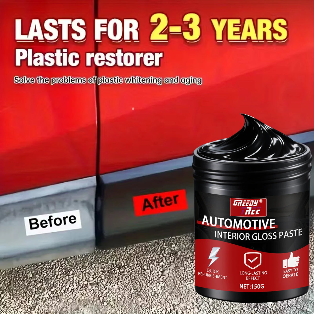 Automotive Plastic Restorer Whitening Cream - All-in-One Dashboard, Tire Seat Restorer, Polish For Car Interior Gloss Upholstery