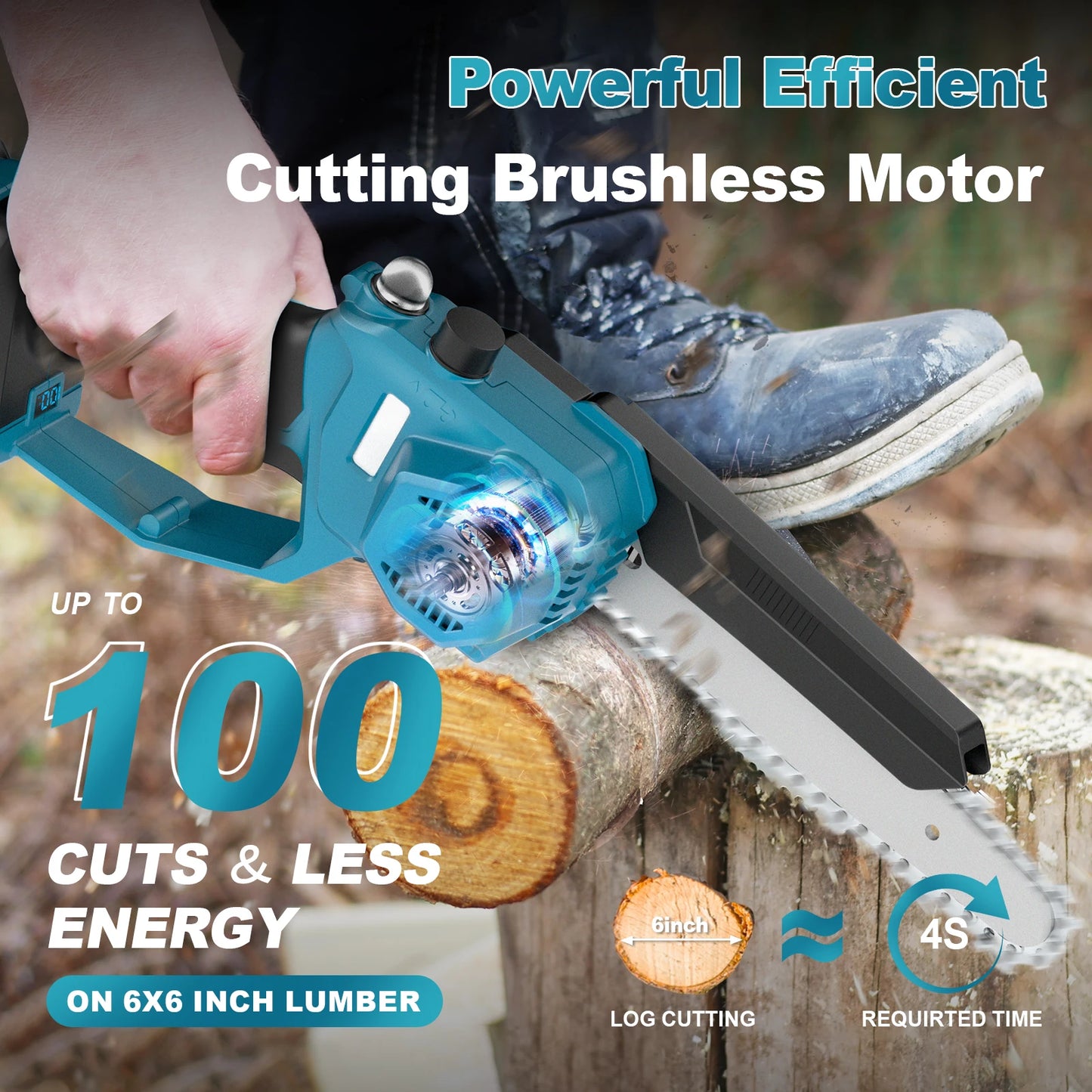 Gisam 8Inch Brushless Telescoping Pole Electric Chainsaw High Branch Saw Garden Pruning Power Tool For Makita 18V Battery Pin