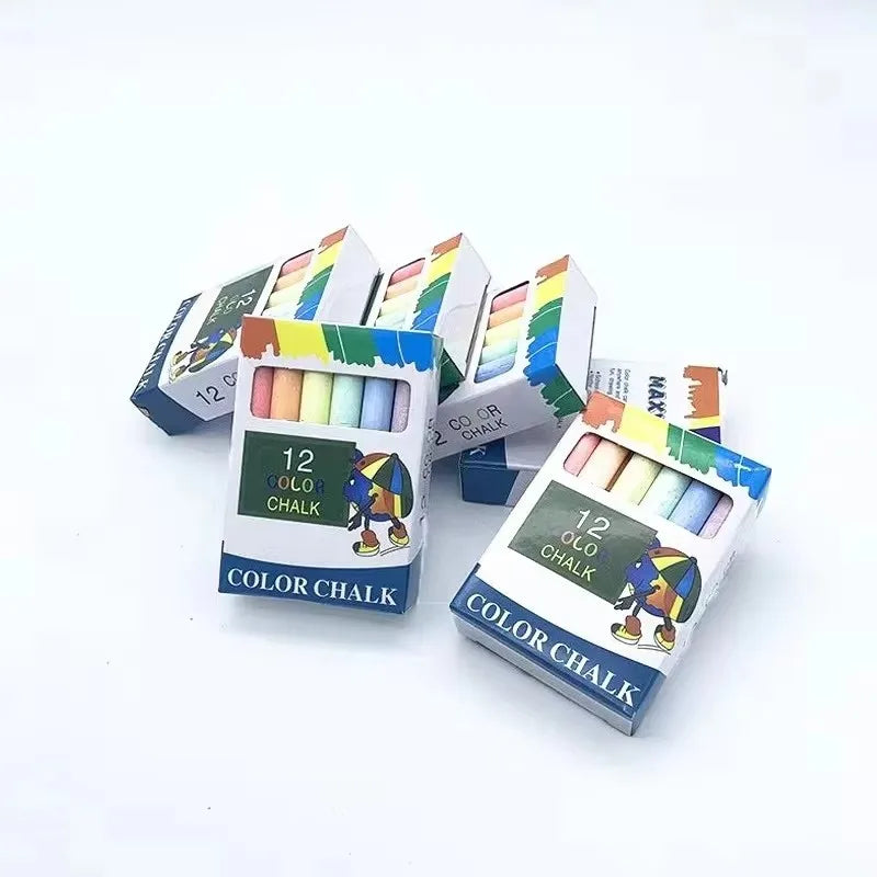 12Pcs/Box Teaching Color Non-dust Healthy Chalk Children's Drawing Board Professional Matching Chalks Wholesale School Supplies