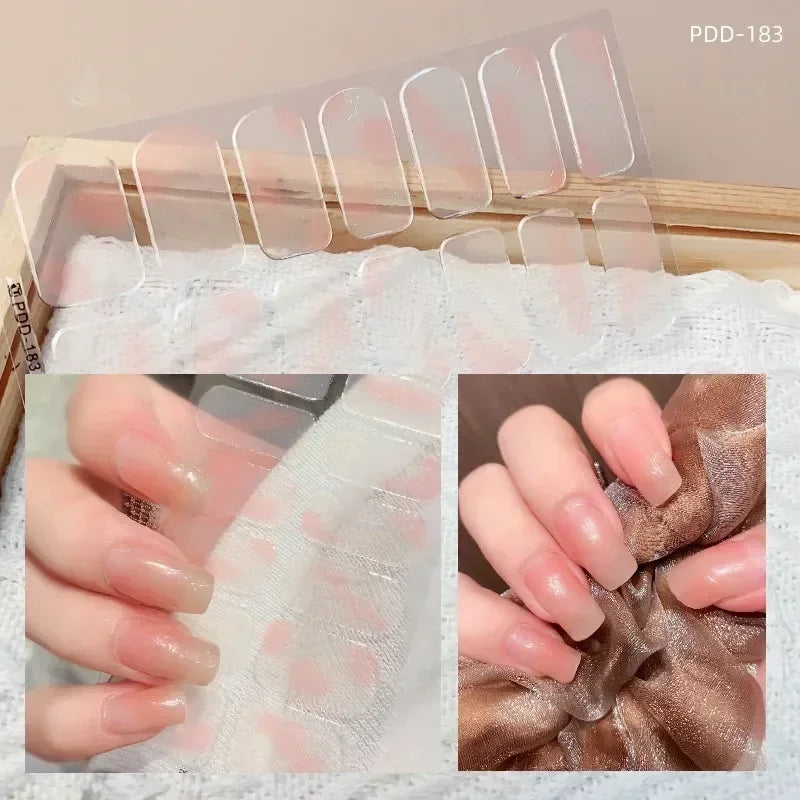 1PC Gel Nail Sticker Patch Slider Flower Gradient Color Back Glue Full Cover Waterproof Gel Nail Sticker UV Lamp Curing Manicur