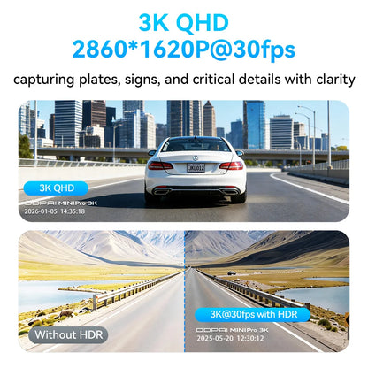 DDPAI MINI Pro Dash Cam 3K HDR 1620P Car DVR with WiFi Night Vision WDR Voice Control 24H Parking Monitor 143° FOV