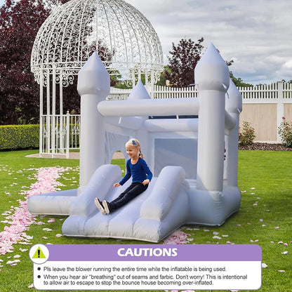 White Wedding Inflatable Bounce House With Slide Bouncy Castle  Jumping Party Game Trampoline With UL Blower Outdoor