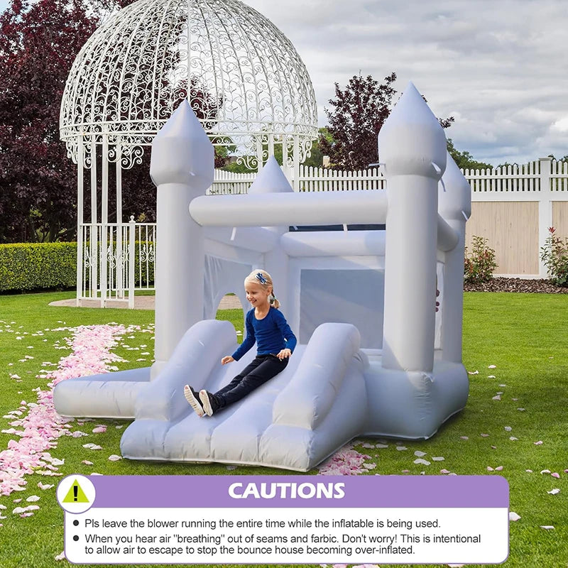 Inflatable Bounce House White Jumping Castle With Ball Pool Slide Children Birthday Party Decoration Gift Wedding Bouncy Castle
