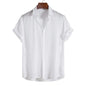 100% Cotton Linen Shirt Men Summer Short Sleeve Male T-shirts Breathable Tops Tee White Clothing Casual Fashion Shirts For Men