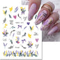 3d Nail Art Decals Elegant White RoyalBlue Roses Flowers Adhesive Sliders Nail Stickers Decoration For Nail Manicure