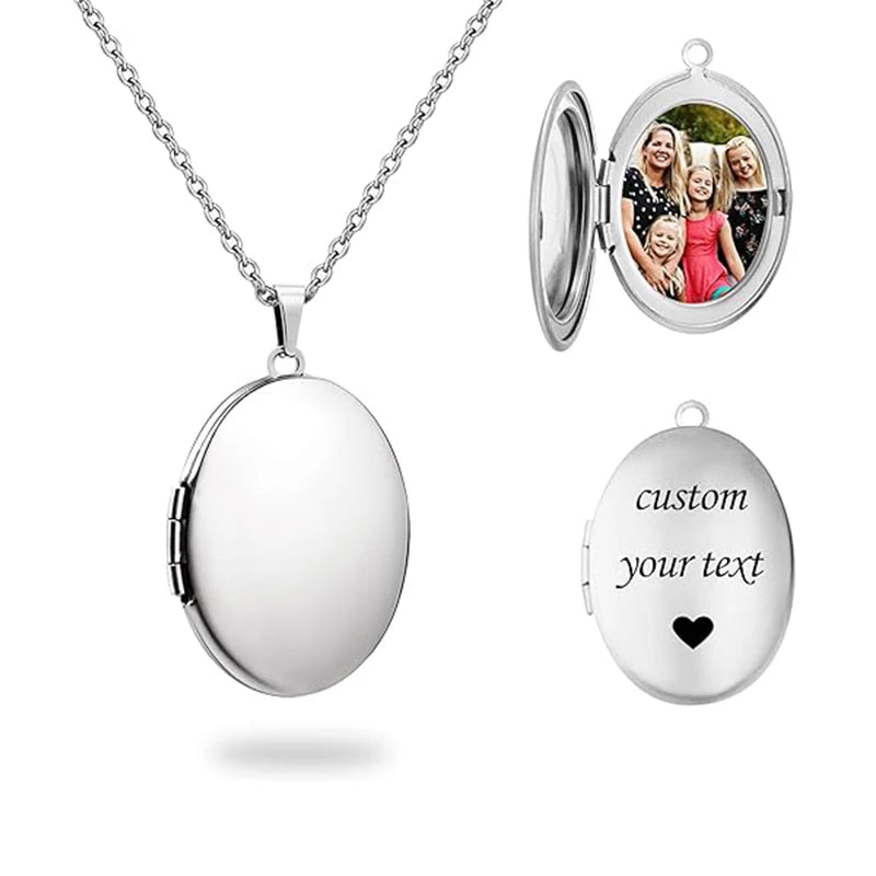 Personalized Locket Necklace for Women Custom Photo Heart Pendant Necklace Customized Picture Lockets Necklaces Birthday Gifts