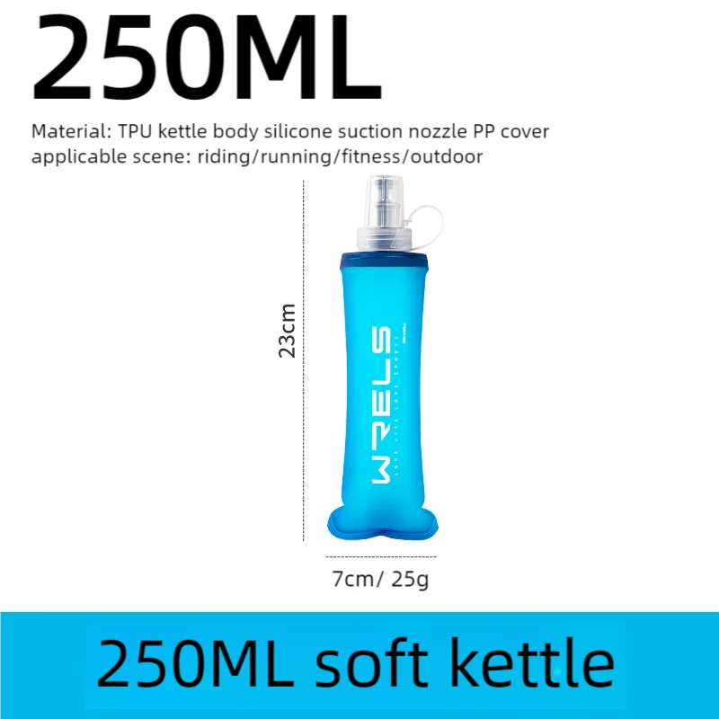 WRELS Outdoor Collapsible Silicone Bite Size Water Bottle Running Camping Hiking Travel Convenient Water Bottle 150ml 500ml 250m
