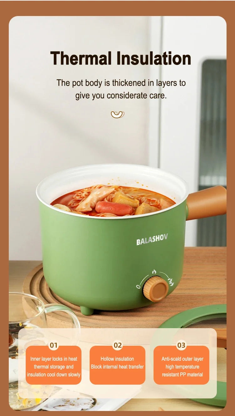 1.8L Mini Portable Electric Rice Cooker Non-Stick Inner Pot Multifunctional Rice Cooker Auto Keep Warm, Compact Space Saving Multi Cooking Pot for Rice Porridge Soup Noodles, Household Dorm Office Travel Kitchen Appliance for