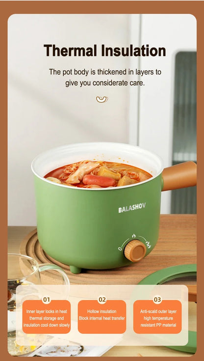 1.8L Mini Portable Electric Rice Cooker Non-Stick Inner Pot Multifunctional Rice Cooker Auto Keep Warm, Compact Space Saving Multi Cooking Pot for Rice Porridge Soup Noodles, Household Dorm Office Travel Kitchen Appliance for