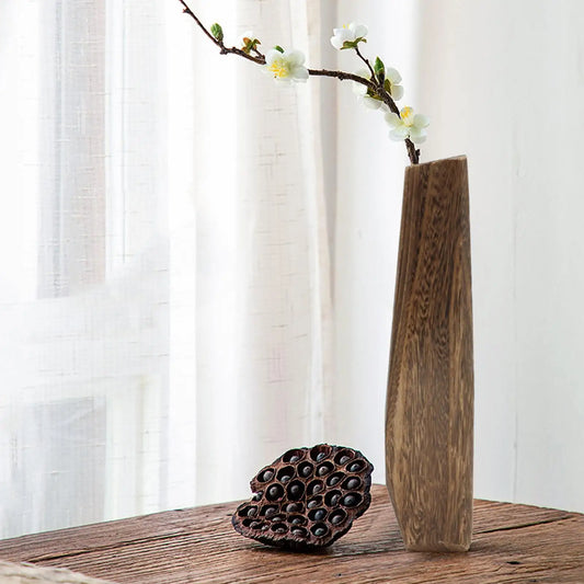 Wooden Vase Wooden Flower Vase Table Ornament Home Decoration For Indoor Outdoor Patio Hallway Bathroom Bedroom Centerpieces