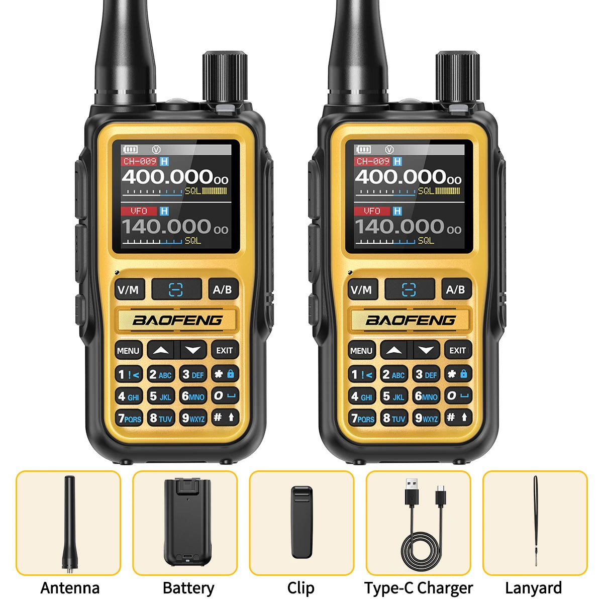 1/2PCS BAOFENG UV-5R Mini Walkie Talkie Dual PTT Wireless Bluetooth Programming Multi-Band Type-C Charge Long Range Ham Radio