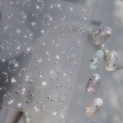 Exquisite Stars Love Garland Stickers Nail Art Decoration 5D Metal High Quality Dreamy Self Adhesive Nail Stickers 3D Decals DIY