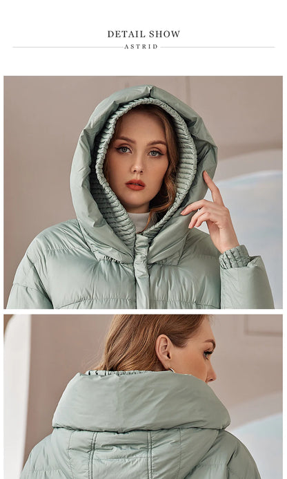 Astrid 2022 Down Jacket Women Winter Warm Long Coat Women Parkas Hooded Fashion Loose Outerwear Women's Jacket Female Clothing