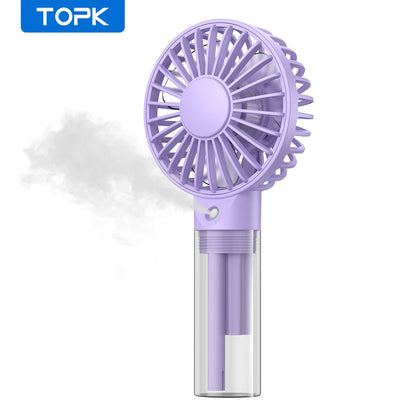 TOPK Mini Portable Fan with Water Mist,2000mAh Capacity& Humidifying Function for Summer Personal Electric Fan USB fans for Room