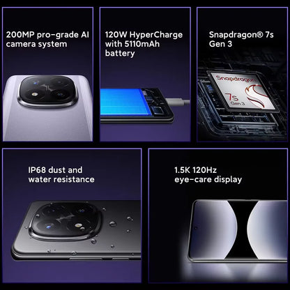 NEW Global Version Xiaomi Redmi Note 14 Pro Plus 5G Smartphone Snapdragon® 7s Gen 3 NFC 6.67” AMOLED 120Hz 5110mAh 120W Fast Charging 200MP