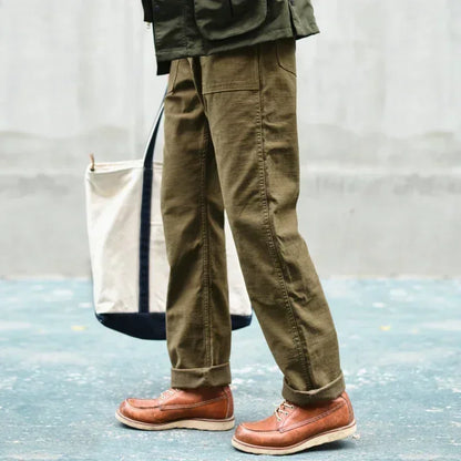 SauceZhan OG107 Utility Fatigue Pants Military PANTS Classic Cargo  Olive  Men's Baker Pants Satin Cotton Straight Fit