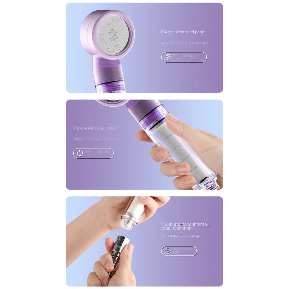 Durable Portable Travel Showerhead 3 Modes Detachable Hotel Filter Clean Filter Shower Head Shower Head Universal