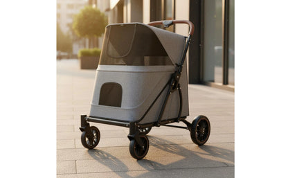 Large Dog Stroller Swivel Wheels Foldable Pet Stroller Pet Travel Enclosed for Other Pets, Outdoor Walking, Transport