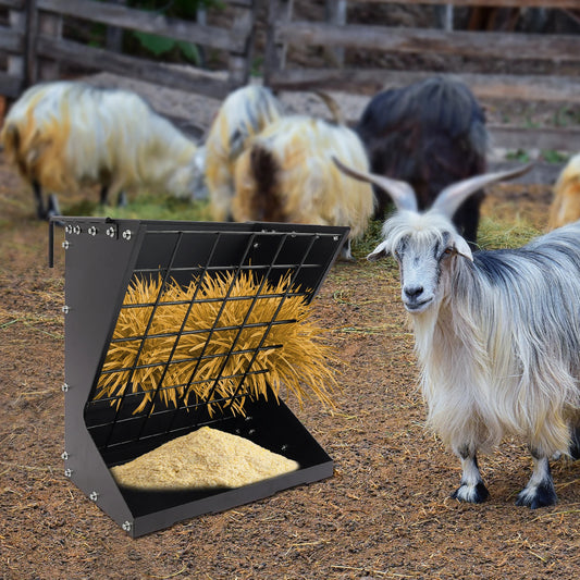 Heavy Duty Metal Country Manufacturing Wall Mount Combo Horse Feeder Goat Sheep Hay Rack Livestock Feeder Distance Adjustable