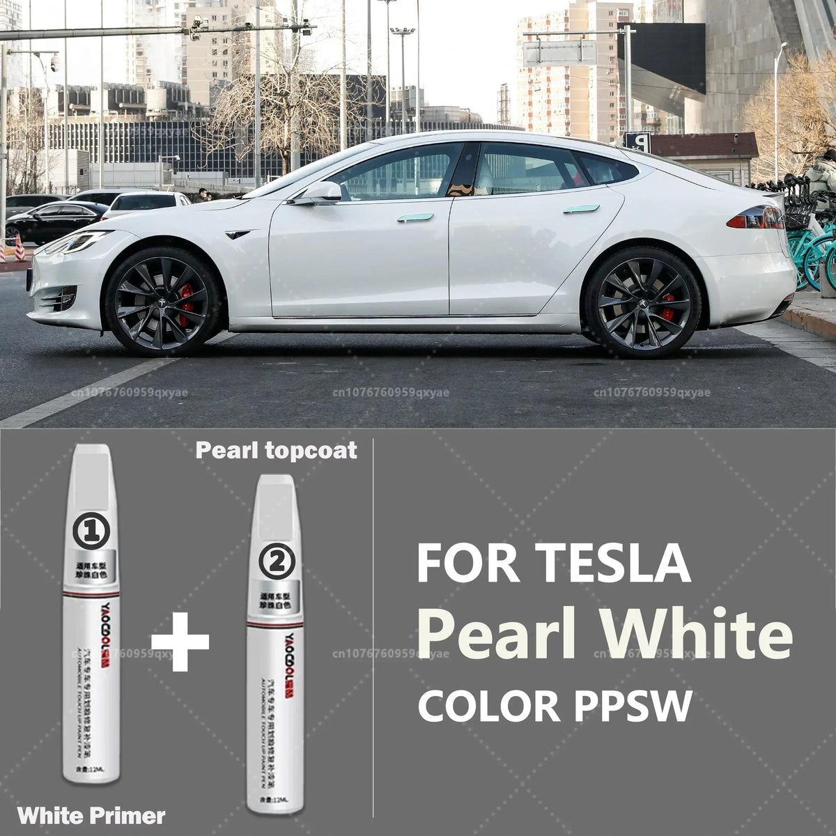 Suitable for Tesla Model 3 Y X S Automotive Paint Repair Pen Pearl White Clearcoat Pen Paint Repair Set Wheel Hub Silver