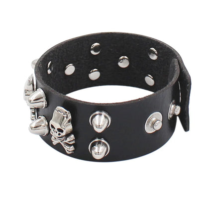 Gothic Punk Hip Hop Rock Spike Rivet Stud PU Leather Wristband Bracelet Bangle