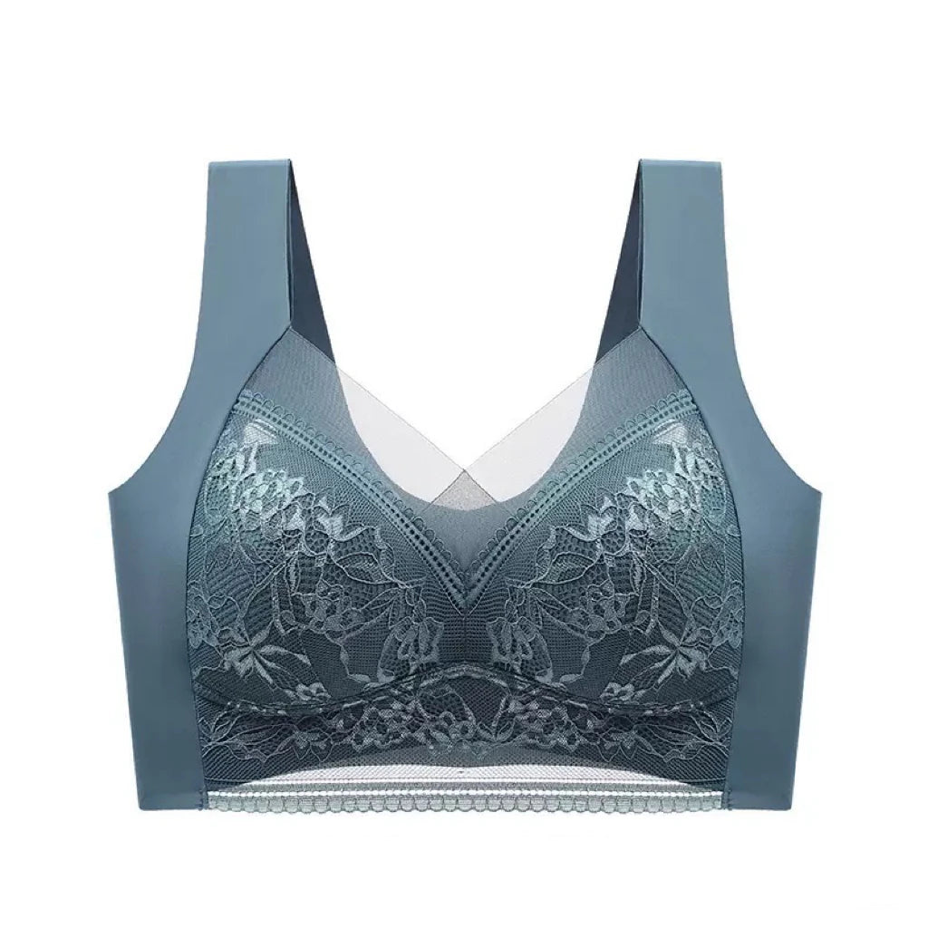 1pcs Women Lace Plus Size Bra Basic Anti Sagging Thin Vest With Padded Female Brassier Lady Ice Silk Seamless Comfort Breath Bra