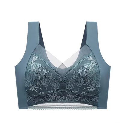 1pcs Women Lace Plus Size Bra Basic Anti Sagging Thin Vest With Padded Female Brassier Lady Ice Silk Seamless Comfort Breath Bra