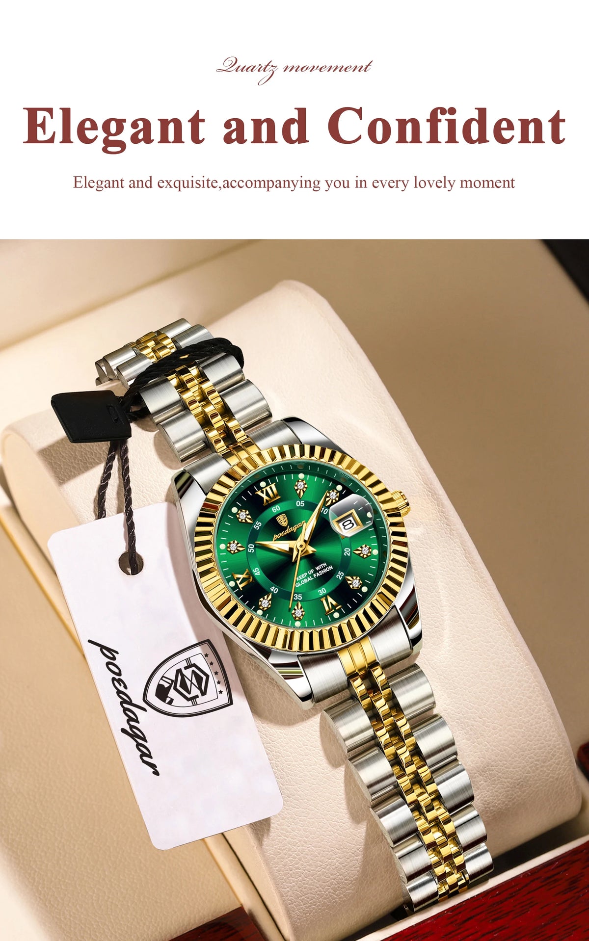POEDAGAR Elegant Women's Watch Waterproof Luminous Date Fashion Ladies Wristwatch Stainless Steel Quartz Watches For Women Reloj