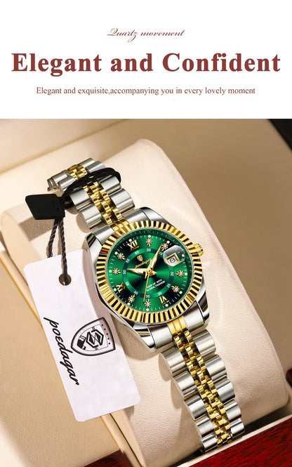 POEDAGAR Elegant Women's Watch Waterproof Luminous Date Fashion Ladies Wristwatch Stainless Steel Quartz Watches For Women Reloj