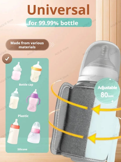 AiQUE USB 35-55℃ Baby Feeding Bottle Warmer Smart Temperature Control  Screen Newborn Baby Bottle Warmer Night Light