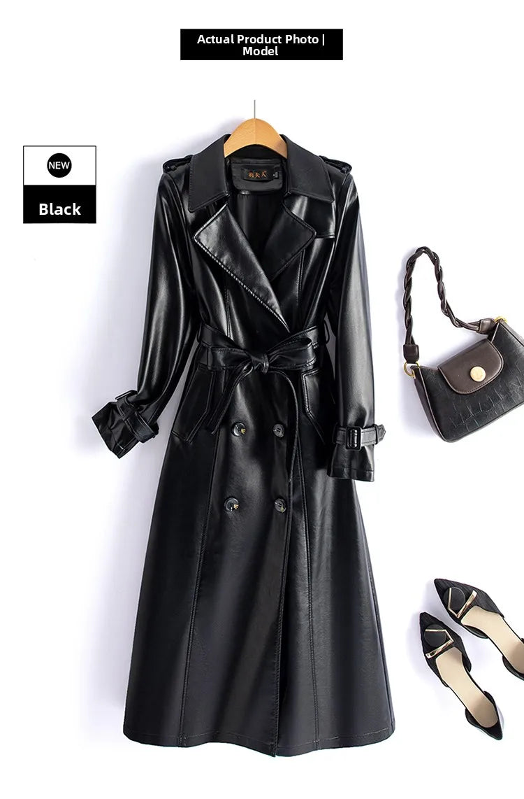 Real Leather Sheepskin Coat Women's Mid-Length Stylish Slimming Autumn Winter New Korean Style Coat Over-Knee Outerwear