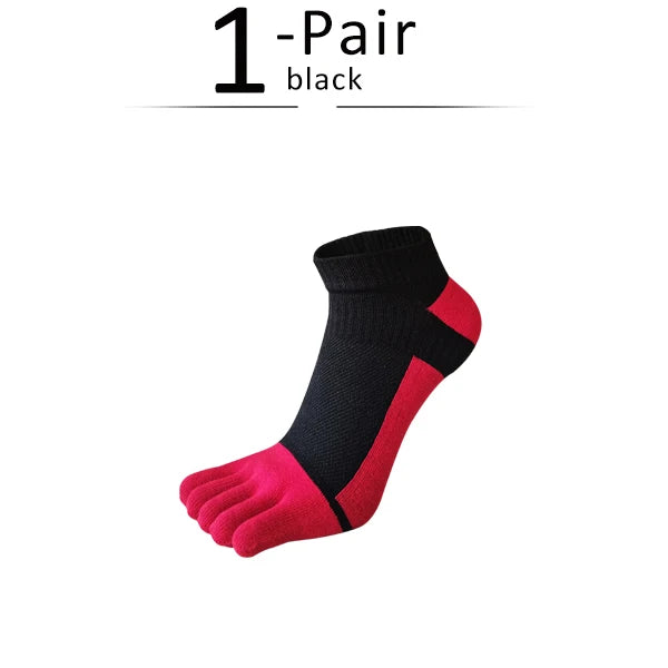 1/5 Pairs Summer Toe Ankle Socks Cotton Colorful Mesh Breathable Shallow Mouth Sweat-Absorbing Deodorant No Show 5 Finger Socks