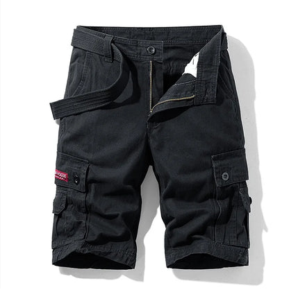 2025 New Summer men's fashionable multi pocket workwear shorts thin casual and fashionable denim multi pocket shorts