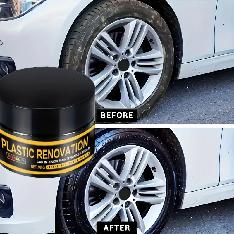 1 Piece 100g Car Plastic Repair Agent Recovery Black Luster Car Interior Leather and Panel Update Wax Coating Car Polishing and Repair Coating Cleaning Rejuvenation Repair Wax
