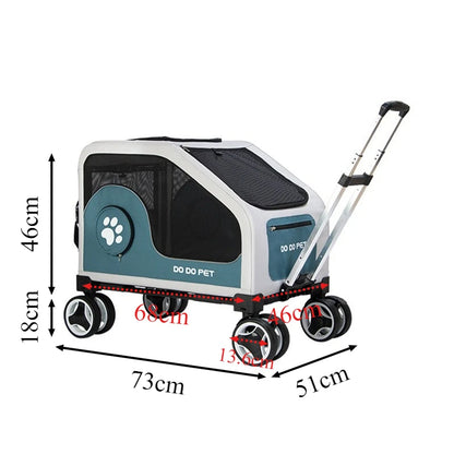Large Pet Stroller with Telescopic Handle Silent Wheels Foldable Dog Cat Trolley Carrier Breathable Mesh Medium Pets Travel Cart