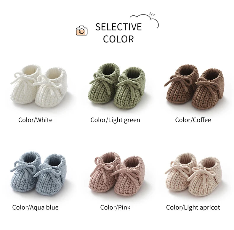 Baby Shoes Knitted Infant Child Bed Footwear 0-18M Cute Turn-down Breathable Newborn Boys Girls Walk Boots Fashion Solid Bandage