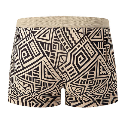 4-piece Set Of Men's Seasonal Fashionable Printed Underwear Comfortable Elastic Waist Flat Angle Pants Plus Size Casual Shorts