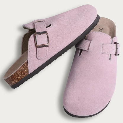 Shevalues Men's Suede Clogs Soft Leather Mules Men New Summer Men Cork Sandals Comfort Slip On Unisex Clogs With Arch Support