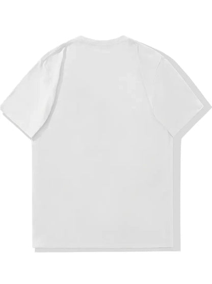 Men's Summer 100% Pure Cotton Casual Loose Sports T-Shirt Yin-Yang Tree Pattern Print round Neck Short-Sleeved Top