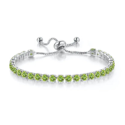 Adjustable Colorful Birthstone Tennis Bracelets for Women 4MM Crystal Bangle Female Hand Chain Trend Jewelry Accessories H133