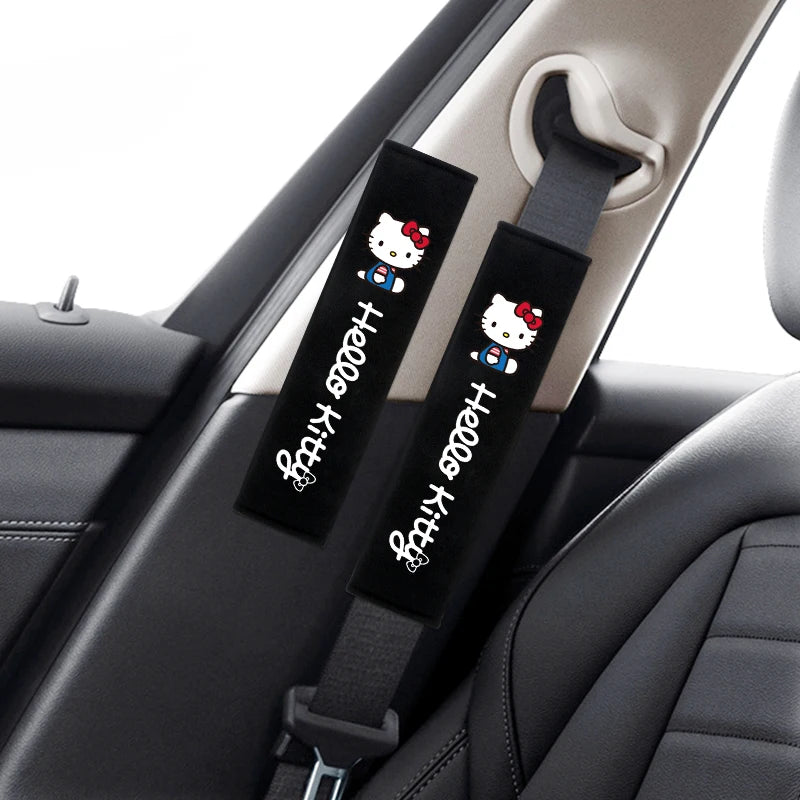 Hello Kitty Car Seat Belt Covers 2Pcs Soft Auto Seatbelt Shoulder Pads Universal Car Interior Accessories for Decoration Comfort