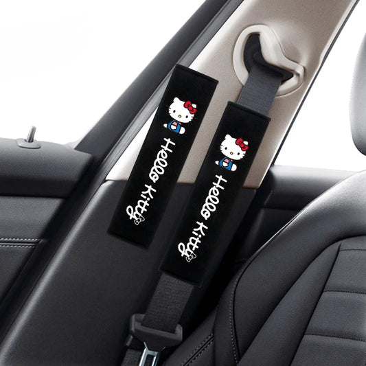 Hello Kitty Car Seat Belt Covers 2Pcs Soft Auto Seatbelt Shoulder Pads Universal Car Interior Accessories for Decoration Comfort