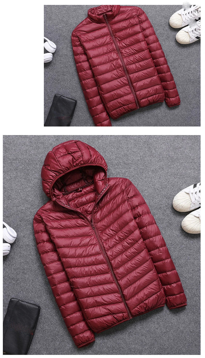 Men's All-Season Ultra Lightweight Packable Down Jacket Water and Wind-Resistant Breathable Coat Big Size Men Hoodies Jackets