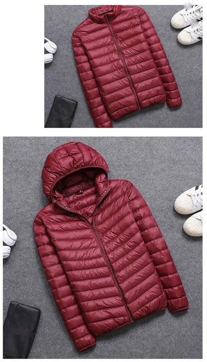 Men's All-Season Ultra Lightweight Packable Down Jacket Water and Wind-Resistant Breathable Coat Big Size Men Hoodies Jackets